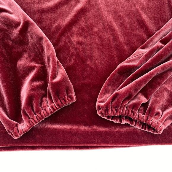 Talbots Velour Blouse Neck Tie Balloon Sleeve - Picture 5 of 6